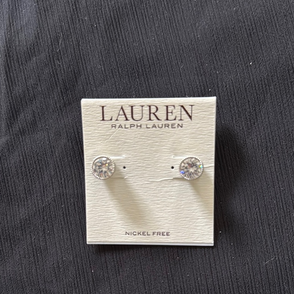 Lauren Ralph Lauren Silver Crystal Stud Earrings